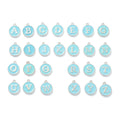 Pandahall 150Pcs Sky Blue Flat Round with Letter Platinum Plated Alloy Enamel Charms