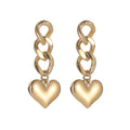 New Arrival Gold Plated Stainless Steel Earrings Long Chain Heart Pendant Drop Earrings