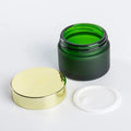 Refilled 50g 60g Frosted Green Glass Jars Cosmetics Lotion Containers with Gold Metal Lid