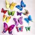 12pcs PVC Artificial 3D Butterfly Set Cake Topper for Christmas Graduation Easter Party Supplies and Home Decoration