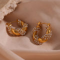 Trending Twisted Pearl Hoop Earring 18K Gold Plated Stainless Steel Statement Earring for Women