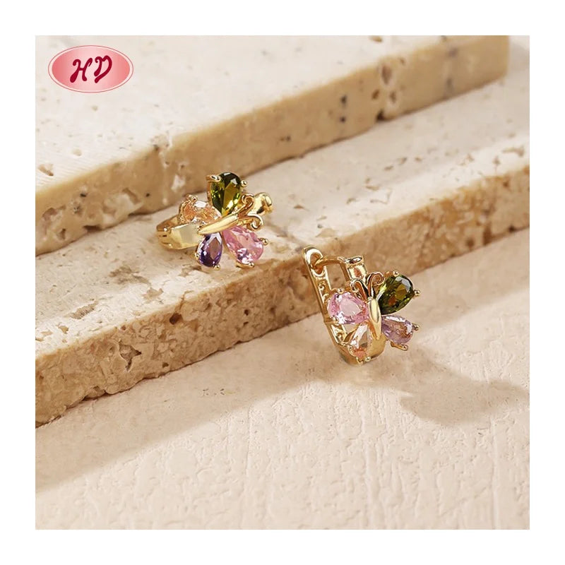 Wholesale Women's18K Gold Plated Cubic Zirconia Brass Earrings | Trendy Alloy Jewelry Wholesale Earrings Women