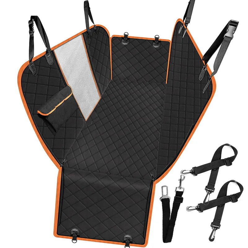 Waterproof Durable Pet Dog Car Back Seat Protector Cover Hammock With Viewing Mesh Pet Bed Window Side Flaps and Storage Pocket