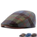 Autumn Winter Men Blend Ivy Hats Warm Painter English Plaid Cabby Plaid Duckbill Flat Blank Ivy Cap Hat