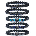 Douvei Children's High-grade Wolf Charm Bracelet Triple Meaning Stone Lava Bead Oil Diffuser Turquoise Tiger Eye Wolf Fashion