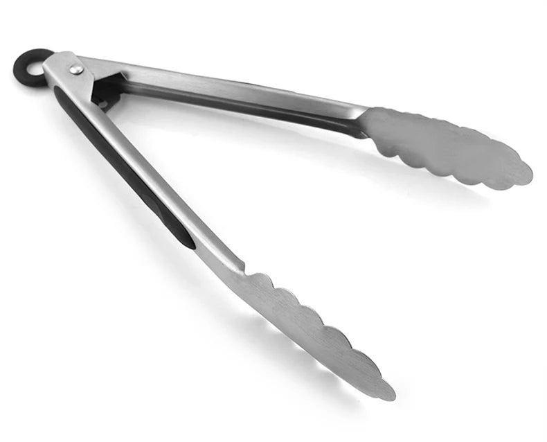 Wholesale Durable Food Serving Tongs Mini Stainless Steel Silicone Hand Grip Dishwasher Safe BBQ Guangdong Utensils ODM Brand