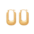 Stainless Steel Textured U Shape Strip Hoop Earrings Women 18K Gold Plated Geometric Square Chunky Huggies Earrings