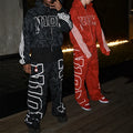 OEM Streetwear Custom Full Screen Print Letter Logo Zip up Hoodies Stacked Straight Bagyy Oversized Hoodie and Sweatpants Set