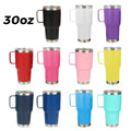 30oz Stainless Steel Tumbler With Straw & Handle Cooler Vaccum Insulated Thermos Tumblers Coffee Mugs Camping Cups