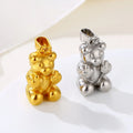 Non Tarnish Bear Pendant 20mm Silver Gold Animal Stainless Steel Hip-hop Men Offensive Bear Necklace Charm