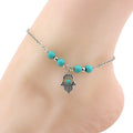Palm Cross Accessories Beach Western Bohemian Girls Turquoise Fashion Jewelry Charm Bracelets Anklet for Women Non Tarnish