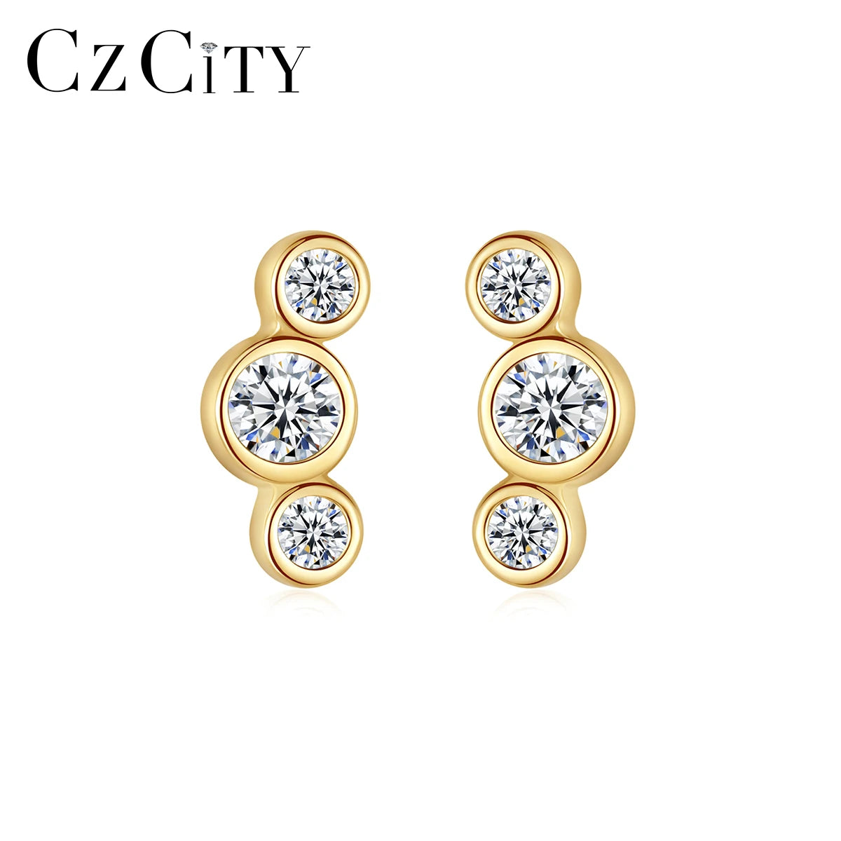 CZCITY Dainty Real Sterling 925 14 K CZ Stud Small Earring Trendy New Jewelry Arrivals Sterling Silver Earrings