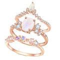 OL0897 OL0954 SU057 Abiding Jewelry New Product Natural Moonstone Gemstone Custom Women Sterling Silver Wedding Ring Sets