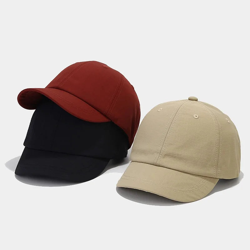 Literary and Artistic Retro Small Brim Quick-dry Baseball Cap Simple Casual Versatile Short Brim Duckbill Hat.