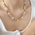 Natural Green Aventurine Stone Necklace 2x4 mm Picture Jasper Beaded Necklace Trendy Shell Beads Jewelry for Women Girls Gift