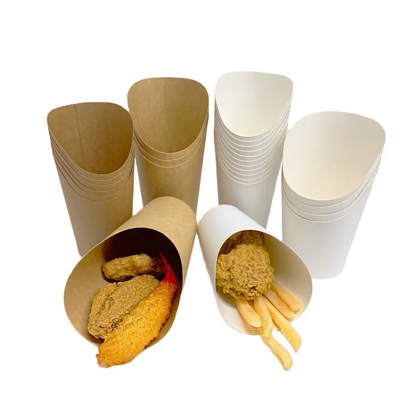 Brown Kraft 14oz Snack Appetizers Cup French Fry Disposable Charcuterie Paper Cups with Cocktail Toothpicks for Potatoes