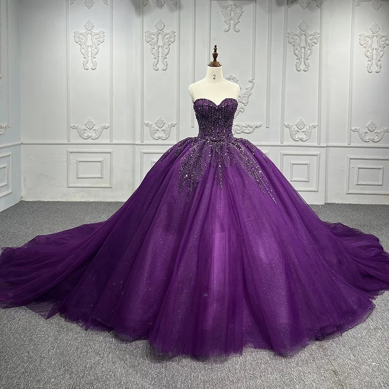 Jancember 9917-1 Purple Glitter Sweetheart Prom Evening Ball Gowns Party Dress
