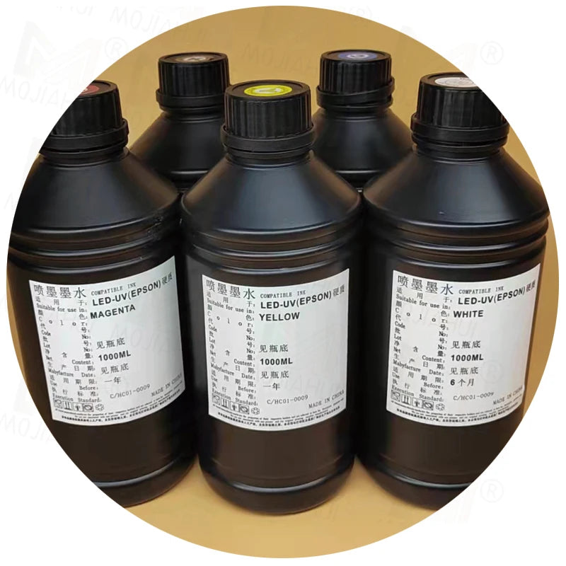 1000ml/bottle Led Uv Ink Print Cmyk W White Ink for Epson Xp600 Dx5 Uv Ink Dx7 Uv Flatbed Printer
