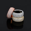 Hip Hop Five Row Encrypted Full Zirconium Personalized Men's Hip-hop Ring Trend Simple Ring
