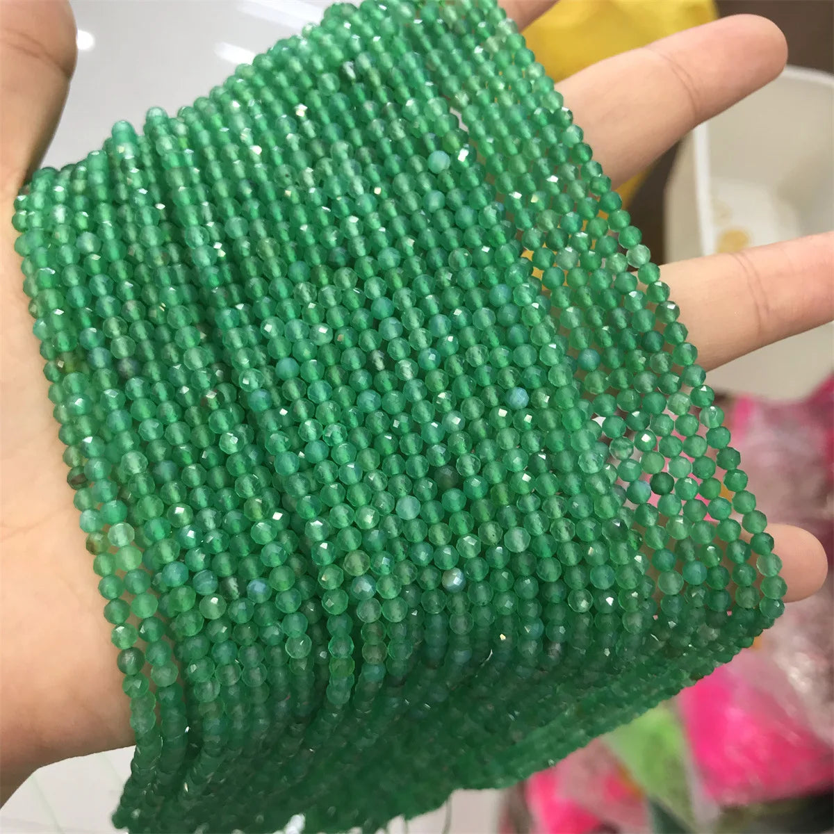 Bulk Wholesale DIY Natural Green Agate Stone Jewelry Beads Size 2/3/4mm Length:Approx 38cm 1899439