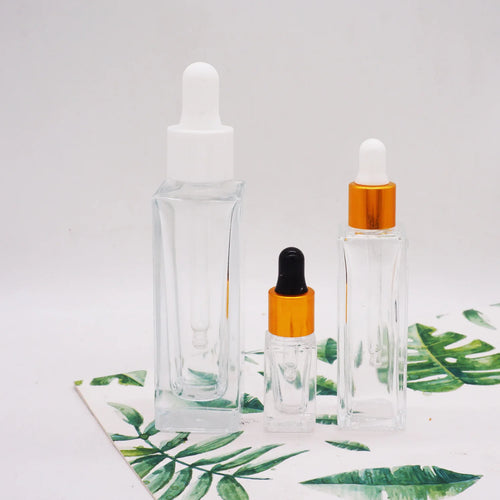 0.5oz 15ml square 30ml Glass Dropper Bottle with Shiny Gold Dropper