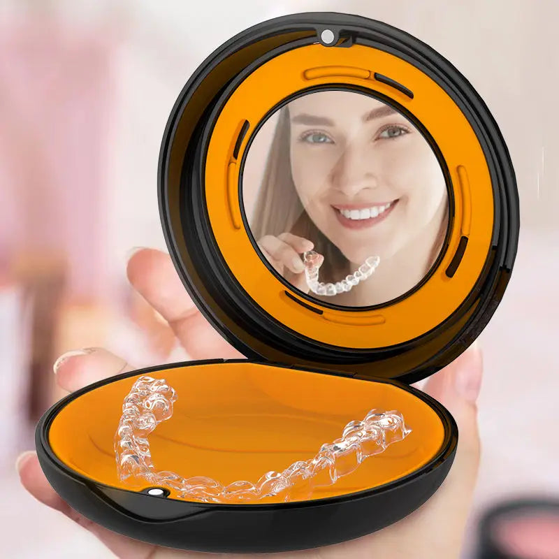 Oral Care Matte Black Retainer Cases Mouth Piece Dental Retainer Box Aligner Case with Vent Holes