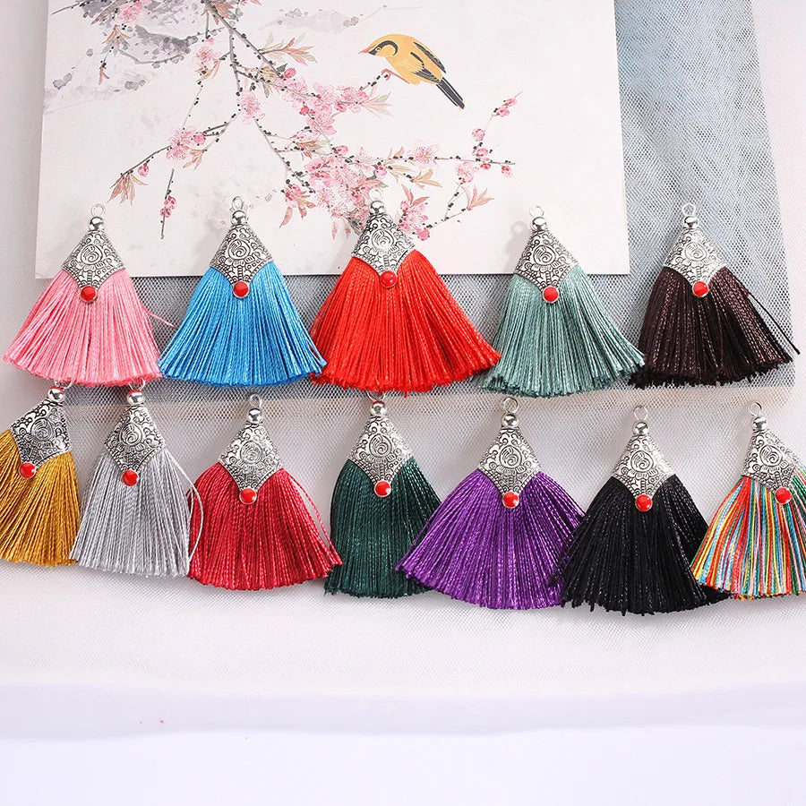 Metal Cap Tassel Pendant Short Diy Bohemian Earrings Handmade Hanging Tassel Accessories