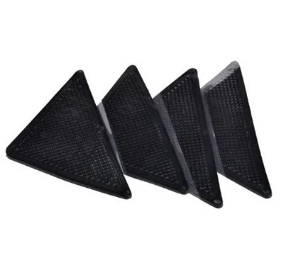 4Pcs/set Triangle Reusable Adhesive Rubber Mat Non Slip Rug Pad Washable Carpet Grippers Stopper Tape Sticker Black Corners Pad