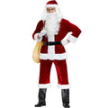 2026 Christmas Cosplay Men's Plush Santa Claus Costume Suit Fancy Coat with Pants Beard Belt Hat Top Components
