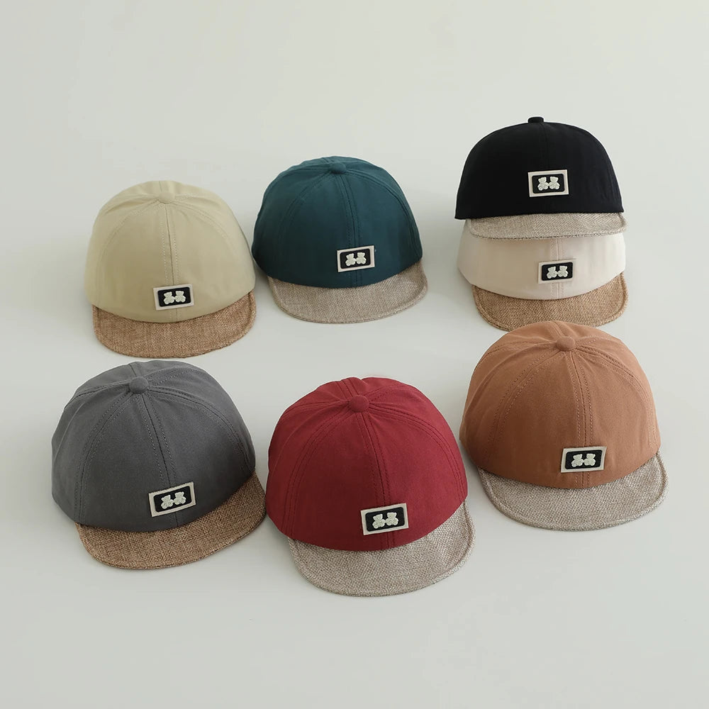 Wholesale New Spring Style Soft Brim Bear Patchwork Style Outdoor Cotton Kids' Hat Baby Baseball Caps