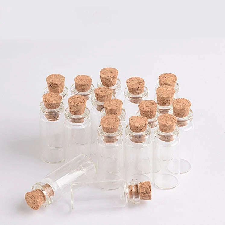 Wholesale Mini clear Wishing Bottle Small Glass Transparent Sample Jars Vial Container Bottles with Cork Stoppers