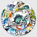 50pcs Going Fish Waterproof PVC Graffiti Decorative Sticker Packs for Cup Bottle Notebook Luggage Laptop Skateboard