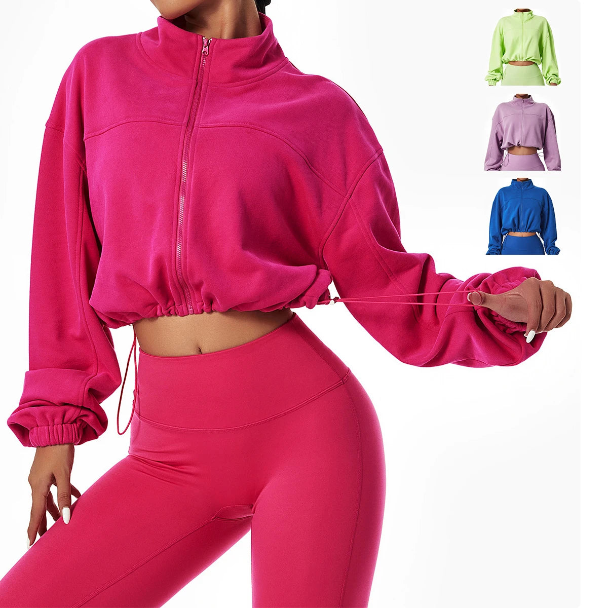 Wholesale Custom Logo Zipper Hoodies Sweatshirts Cotton Embroidered Pullover Cropped Sweatshirt Women