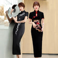 2023 New Spring Summer Cheongsam Dress Long Chinese Style Embroidered Dragon Pattern Performance Women's Banquet Birthday