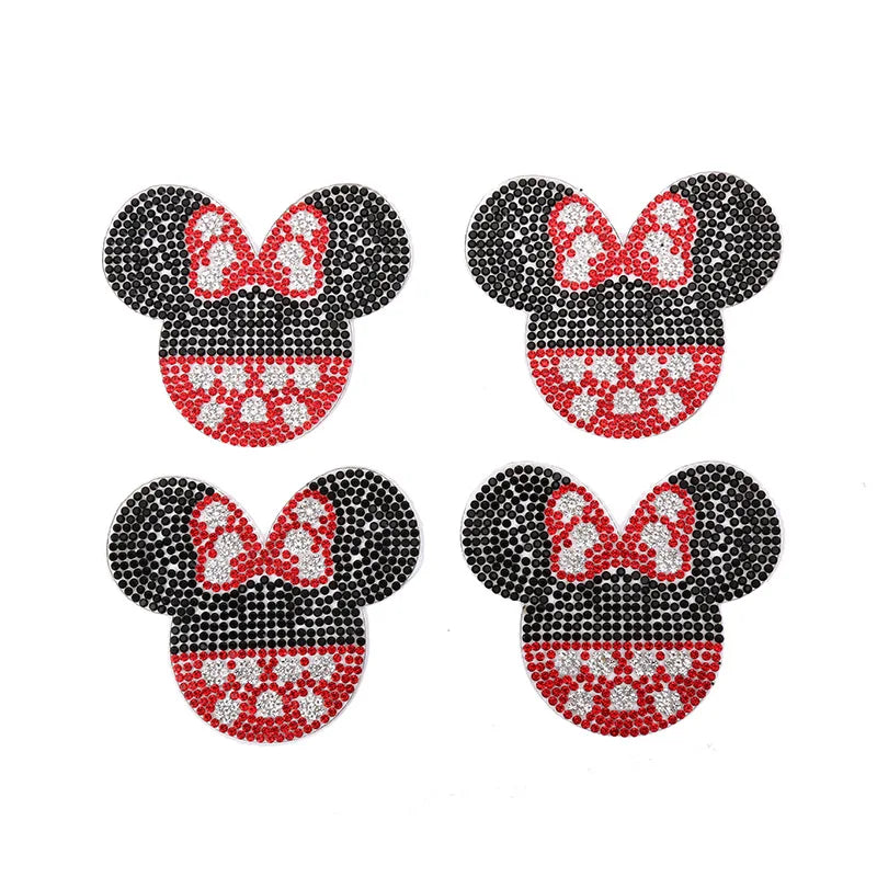 New Factory  Custom Cute Cartoon Mouse Rhinestone Patch for Decoration