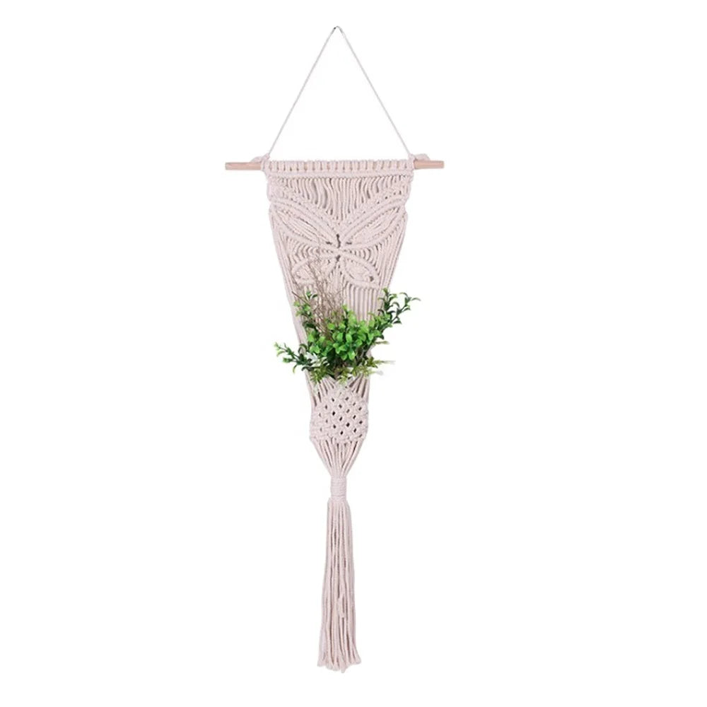 Handmade Knitted Macrame Cotton Cord Butterfly Bohemia Style Home Hanging Ornament for Wall Decor Novelty Gifts