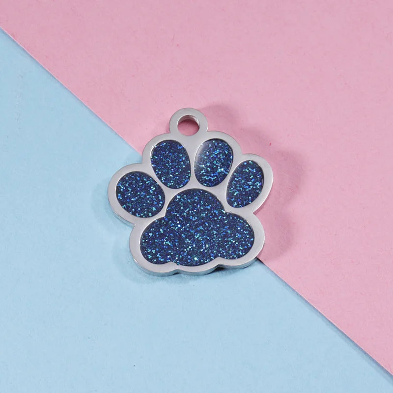 New Mirror Stainless Steel DIY Cute Drop Glue Dog Claw Sparkling Blue Customizable Pendant Accessory