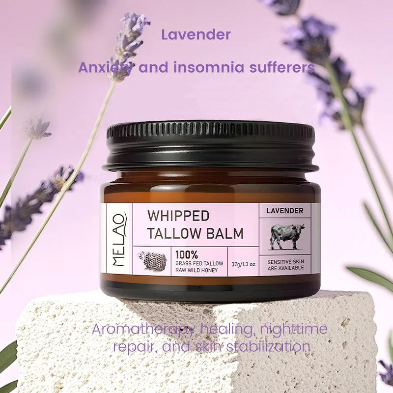 OEM ODM Natural Organic Grass Fed Beef Tallow Skincare Moisturizing Whipped Face Balm Halal Honey Tallow Balm