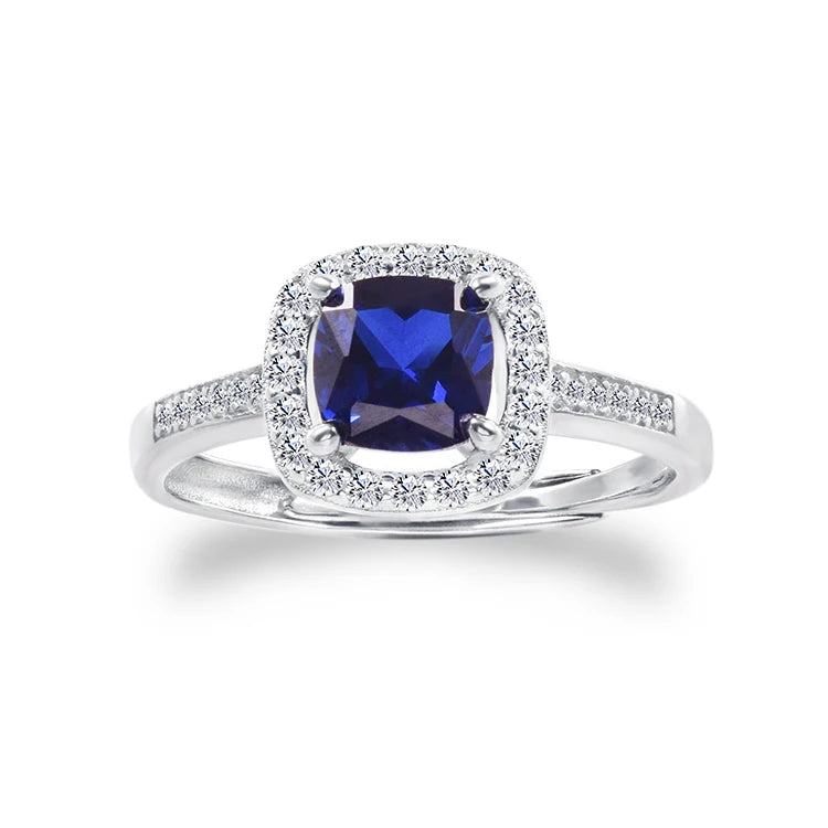 Classics Design Jewellery 925 Sterling Silver Jewelry Rings Lab Created Blue Sapphire Ring