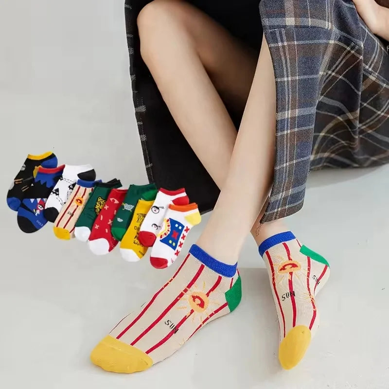 Wholesale Summer Cute Cartoon Short Boat Socks Fun Happy Trendy Low Cut Socks for Women
