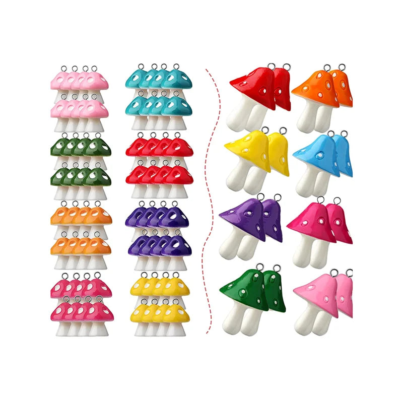 Mushroom Pendant Charm Resin Charms Cute Mushroom Shape  for Bracelets Necklaces Earrings Keychains DIY Crafts Making