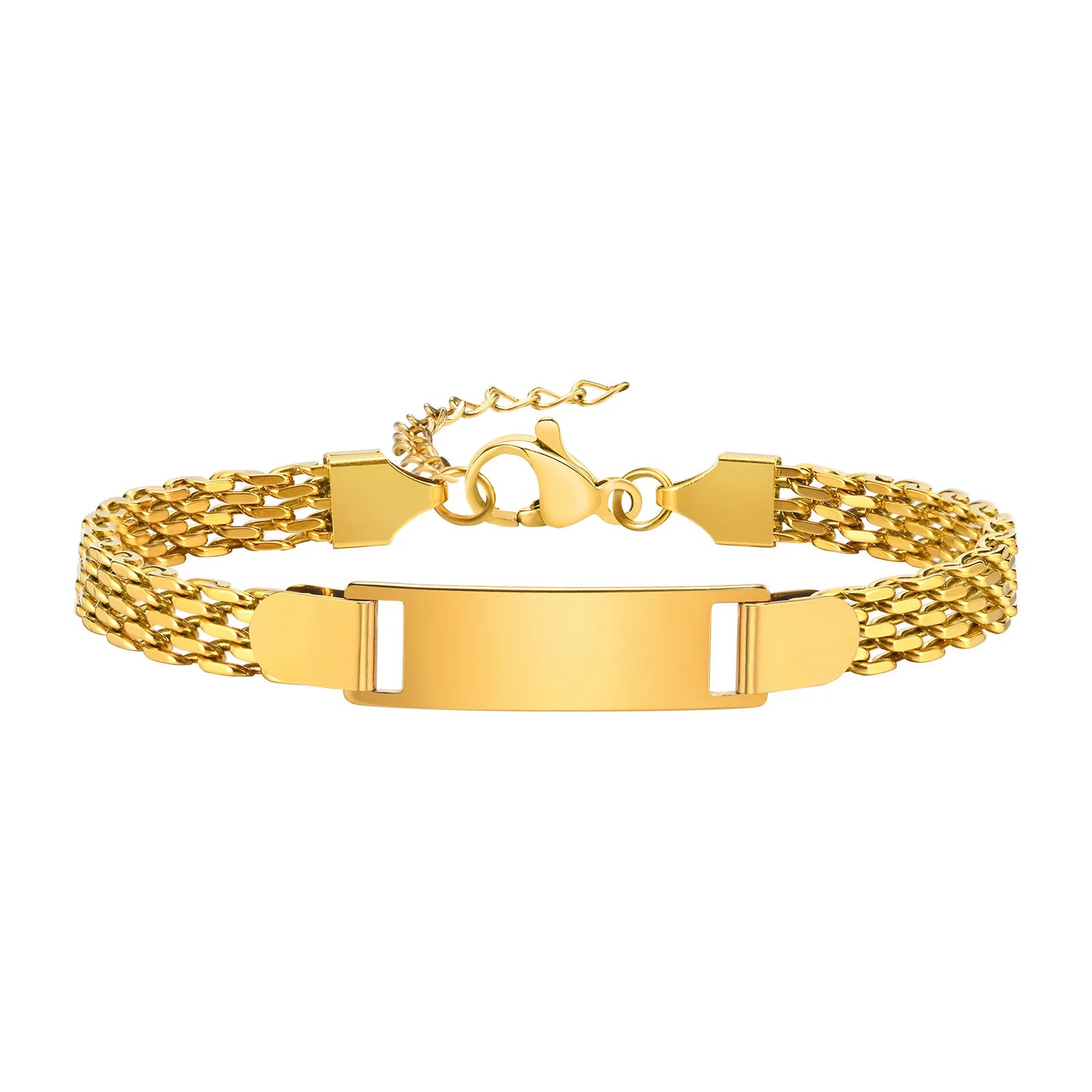 Blank Kids Bar Bracelet Gold Plated Stainless Steel Blank Curved Bar DIY Mesh Bracelet Jewelry Adjustable Children Bracelets