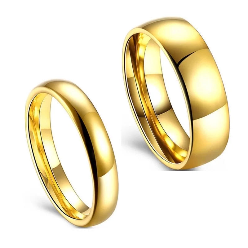 1/2/4/6/8/12mm Stainless Steel Smooth Plain Ring Lovers Ring Gold Plated Ring for Men and Women