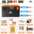 EU Stock DDP 24V 8S DIY Battery Box with JK 200A BMS and 2A Balancer for 280ah/304ah/306ah/314ah LiFePO4 Cells Use in Camping/RV