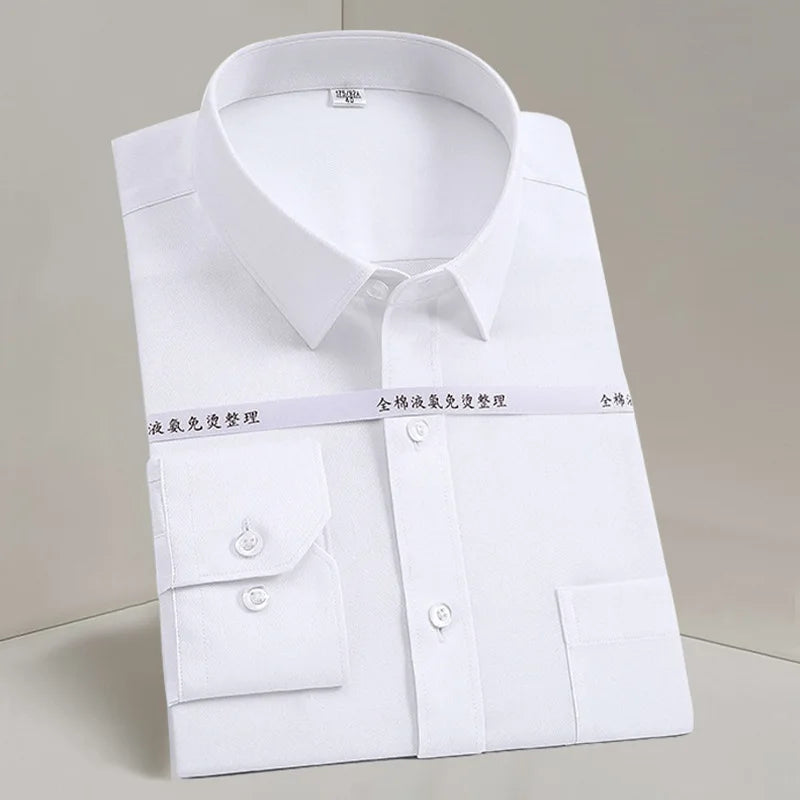 10%Discount Men's Long-sleeved Shirt White Business Slim Cotton Shirt Men's Youth Professional Long-sleeved Shirt Men