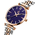 SHENGKE Women's Business Alloy Stainless Steel Quartz Watch with Glass Dial Pointer Hands Water Resistant