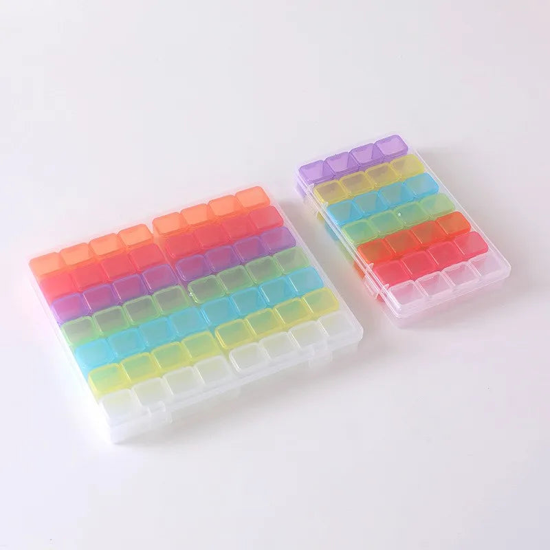 28 Grids 56 Grids Colorful Nail Decoration Rhinestone Diamond Box Capsule Jewelry Medicine Storage Container