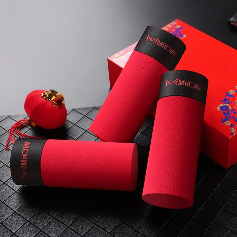 Miiow Men's Cotton Underwear Good Luck Big Red Regenerated Fiber Boxers for Men Wholesale