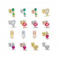 Zuola Trendy Titanium Steel 18K Gold Plated Colorful Zircon Helix Stud Earrings Hypoallergenic Swirl Design Daily Wear