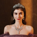New Styles Bridal Silver butterfly Jewelry Set Crystal Crown Necklace Pendant Earrings Bride Wedding Tiara for Women